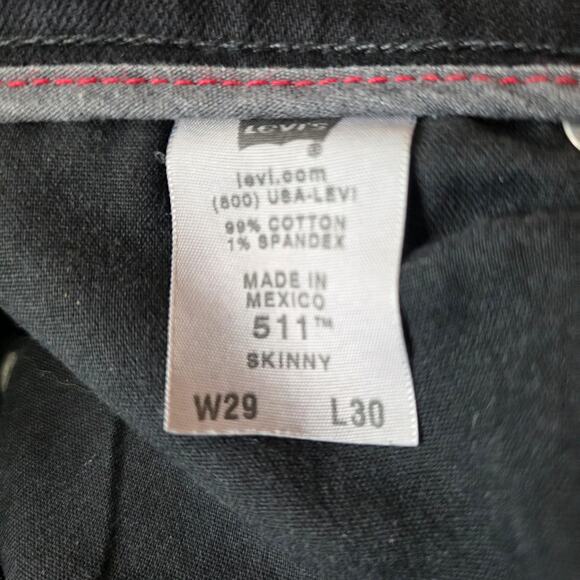 Levi's‎ 511 Mens The Original Skinny Black Denim Jeans 29 / 30 Actual 30/30 - Picture 3 of 6